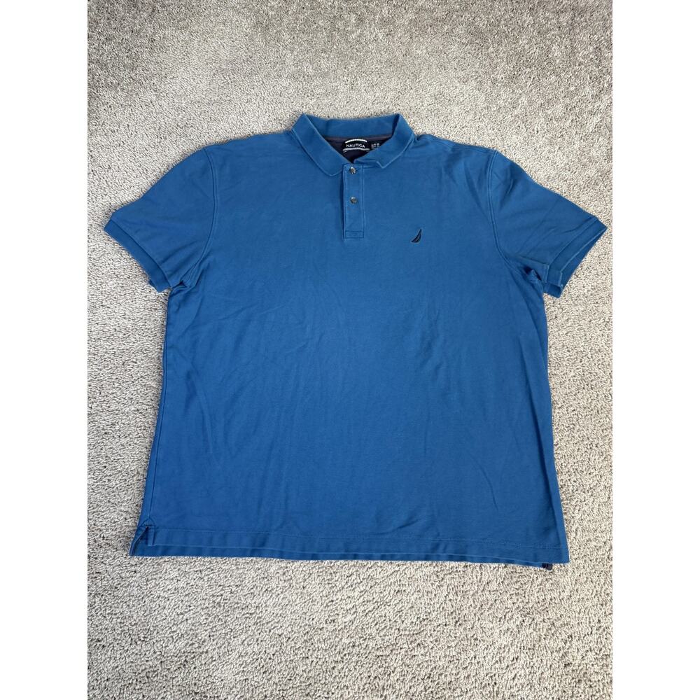 Nautica Polo Shirt Mens 2XL Blue 100% Cotton Collared Short Sleeve Logo